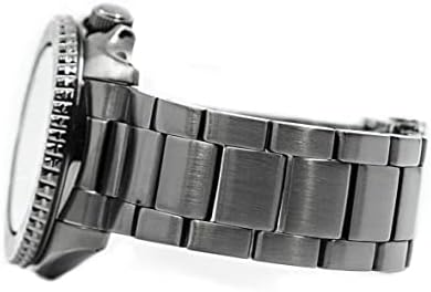 Seiko 5 Sports SRPD65 side profile showing black ion bracelet and coin-edge bezel